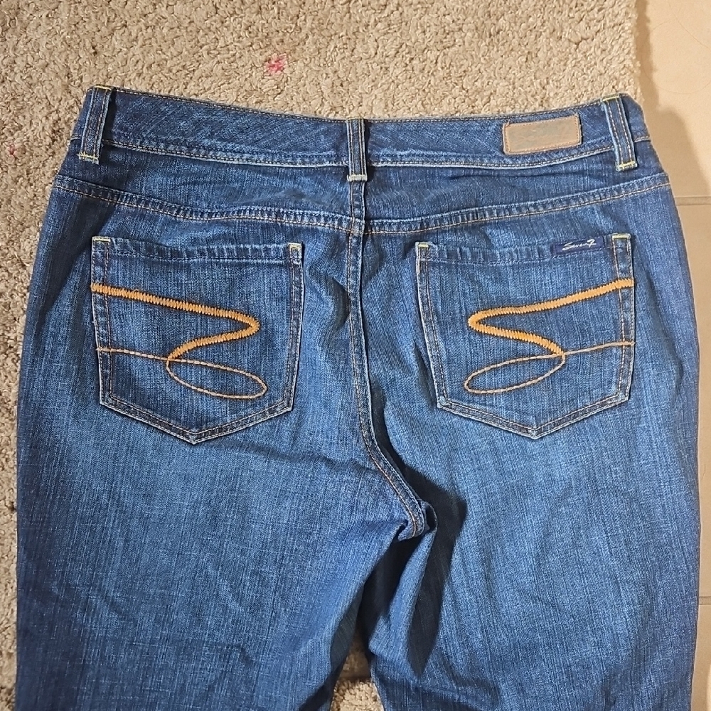 7 For All Mankind Blue Straight Leg Jeans Size 14 - Picture 6 of 8